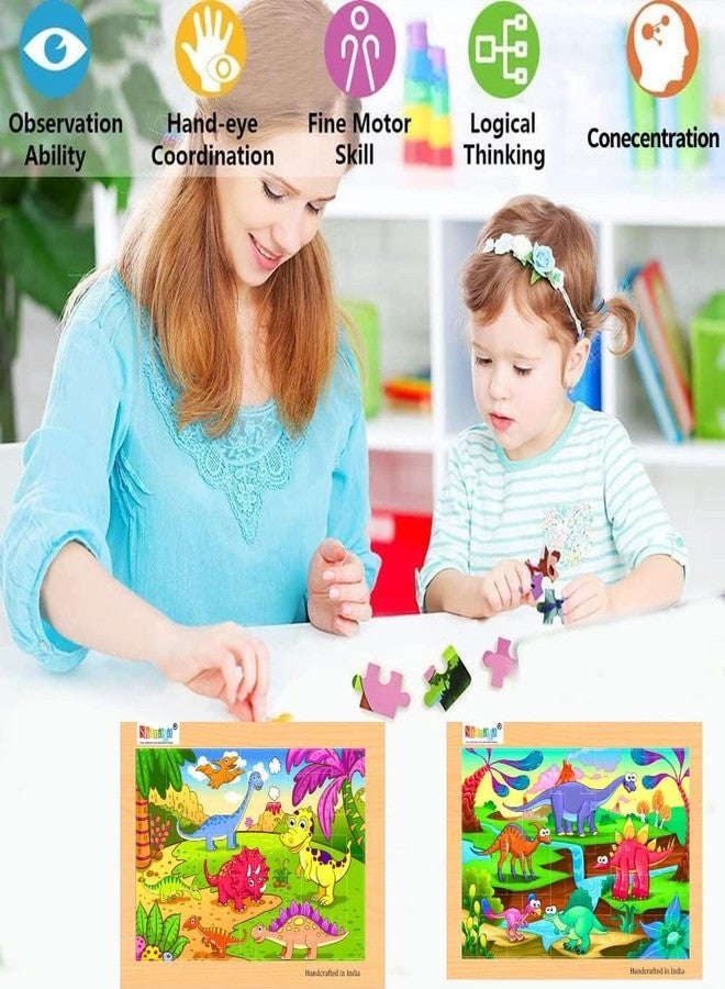 SHANAYA Durable Wooden Jigsaw Tetris Puzzles for Kids - 2 Sided Puzzles - 72 Pieces Colourful Wooden Puzzles for Children (Baby Dinosaurs + Adult Dinosaurs)(Wooden Puzzle) - Image 4